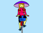 Dibuix Xina amb bicicleta pintat per mama d la rita