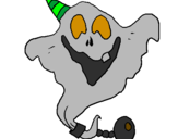 Dibuix Fantasma amb barret de festa pintat per albert 1