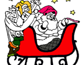 Dibuix Pare Noel en el seu trineu  pintat per gerard