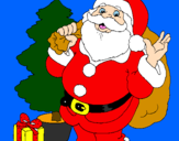 Dibuix Santa Claus i un arbre de nadal  pintat per bb  aicha