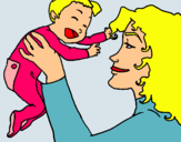Dibuix Mare amb la seva nadó pintat per silvieta