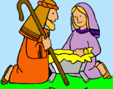 Dibuix Adoren al nen Jesús  pintat per campo