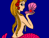 Dibuix Sirena i perla pintat per aina
