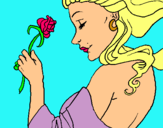Dibuix Princesa amb una rosa pintat per roser casas duatis