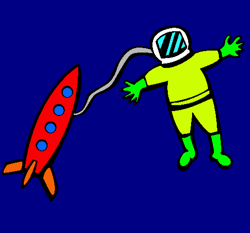 Dibuix Coet i astronauta pintat per helena