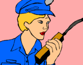 Dibuix Policia amb el walkie pintat per MARGA