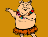 Dibuix Porc hawaià pintat per MARGA