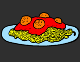 Dibuix Espaguetis amb carn pintat per laia