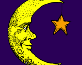 Dibuix Lluna i estrella pintat per sira