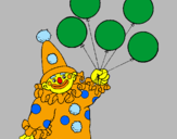 Dibuix Pallasso amb globus pintat per meritxell agnes