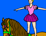 Dibuix Trapezista a sobre de cavall pintat per Marta