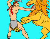 Dibuix Gladiador contra lleó pintat per arnau
