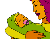Dibuix Mare amb la seva nadó II pintat per NILNIL