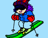 Dibuix Nen esquiant  pintat per MERI