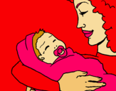 Dibuix Mare amb la seva nadó II pintat per Judith Torrent