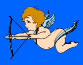 Dibuix Cupido volant pintat per katia v p