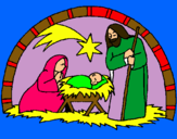 Dibuix Pessebre de nadal  pintat per eulalia