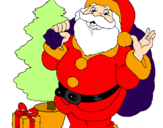 Dibuix Santa Claus i un arbre de nadal  pintat per Maria Alba