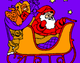 Dibuix Pare Noel en el seu trineu  pintat per Alba