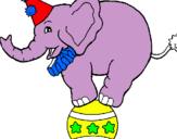 Dibuix Elefant sobre una pilota pintat per carlos