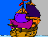 Dibuix Vaixell pintat per lila