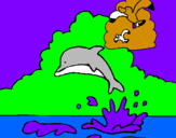 Dibuix Dofí i gavina pintat per judit