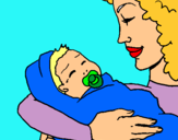 Dibuix Mare amb la seva nadó II pintat per mari
