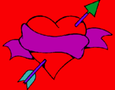 Dibuix Cor, fletxa i llaç pintat per erizo
