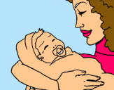 Dibuix Mare amb la seva nadó II pintat per JULIA