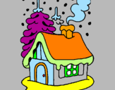 Dibuix Casa en la neu  pintat per monica