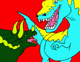 Dibuix Lluita de dinosauris pintat per arigato