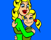 Dibuix Mare i filla abraçades pintat per AINHOA
