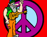 Dibuix Músic hippy  pintat per claUDIA  VILARDELL  GOMEZ