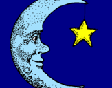 Dibuix Lluna i estrella pintat per els 3germanets