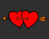 Dibuix Dos cors amb una fletxa pintat per lauraaaa