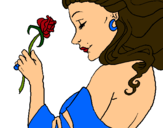 Dibuix Princesa amb una rosa pintat per mami