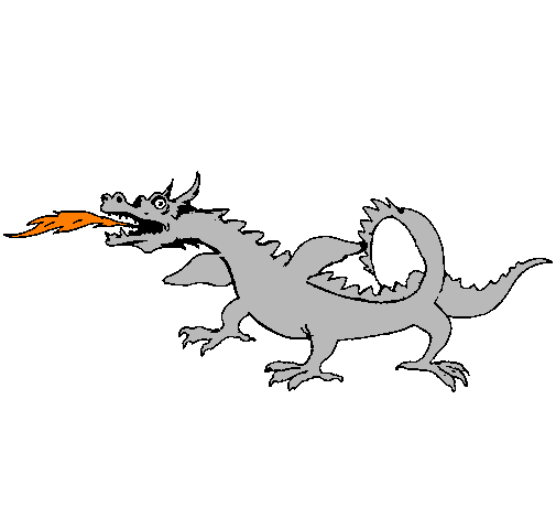Dibuix Drac escopint foc  pintat per drac ferotge