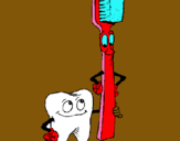 Dibuix Queixal i raspall de dents pintat per ainara