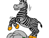 Dibuix Zebra saltant pedres pintat per jon daumal