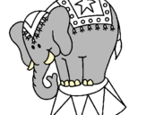 Dibuix Elefant actuant pintat per merce  capell