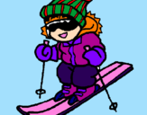 Dibuix Nen esquiant  pintat per hannah