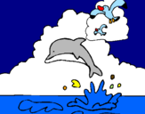 Dibuix Dofí i gavina pintat per amelie10