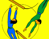 Dibuix Trapezista saltant pintat per Maria  V.