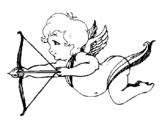 Dibuix Cupido volant pintat per angel