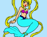 Dibuix Sirena amb perles pintat per marina bondia