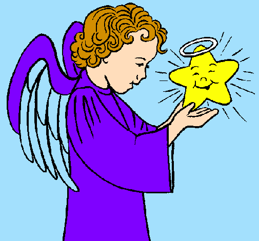 Dibuix Àngel i estrella pintat per pol i laia i pau i mar i 