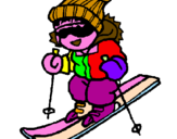 Dibuix Nen esquiant  pintat per saray