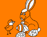 Dibuix Pollet, conillet i ous pintat per lola