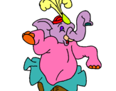 Dibuix Elefant ballant pintat per VINYET