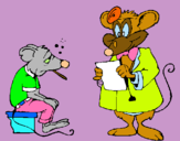 Dibuix Doctor i pacient ratolí pintat per laia